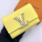 Louis Vuitton Capucines Compact Taurillon Leather Crocodile Yellow Wallet