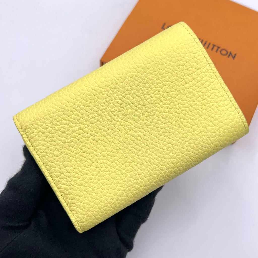 Louis Vuitton Capucines Compact Taurillon Leather Crocodile Yellow Wallet — view 2