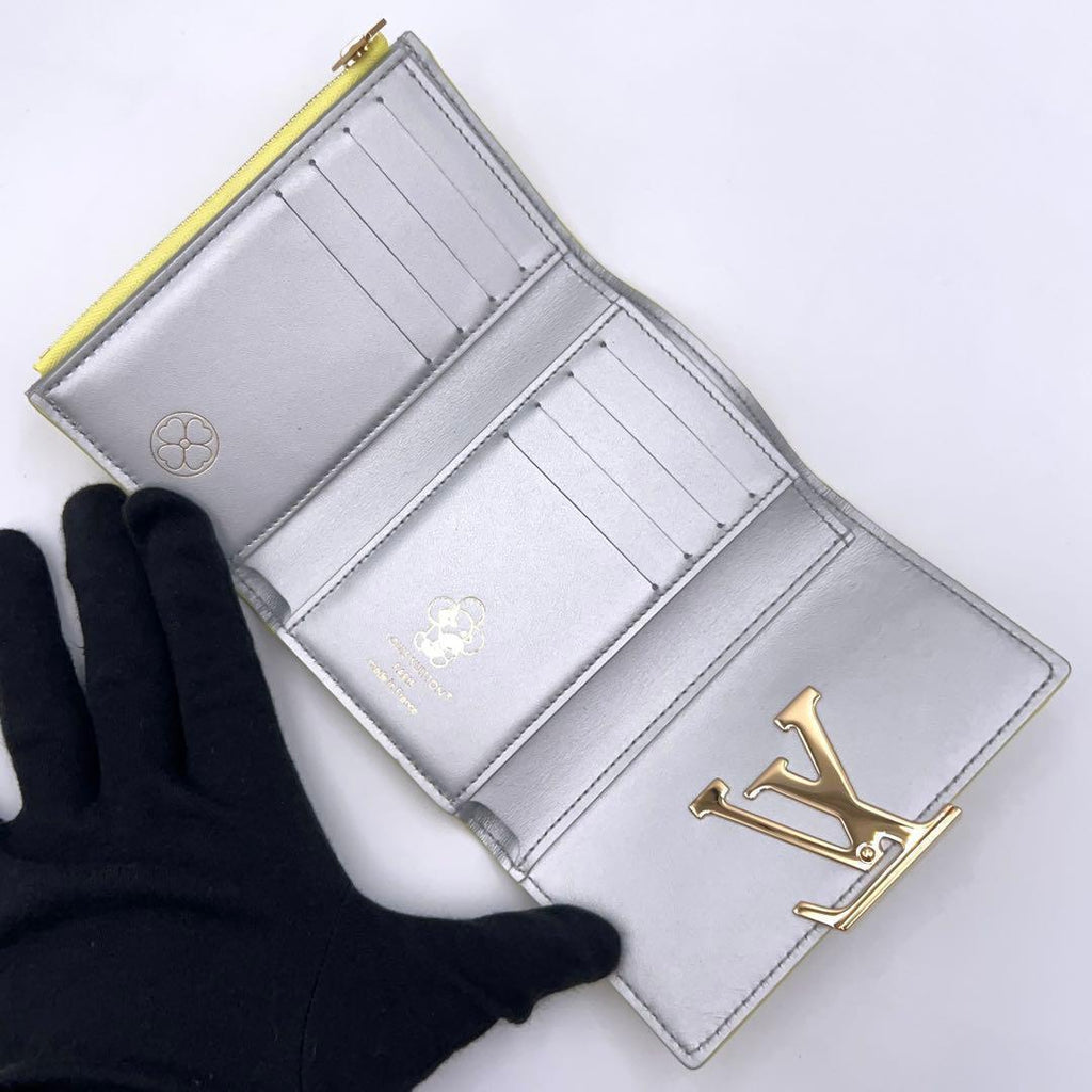 Louis Vuitton Capucines Compact Taurillon Leather Crocodile Yellow Wallet — view 3