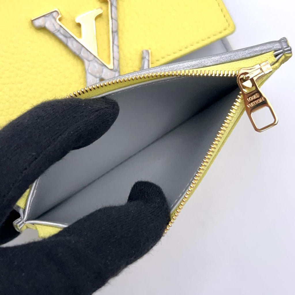 Louis Vuitton Capucines Compact Taurillon Leather Crocodile Yellow Wallet — view 5