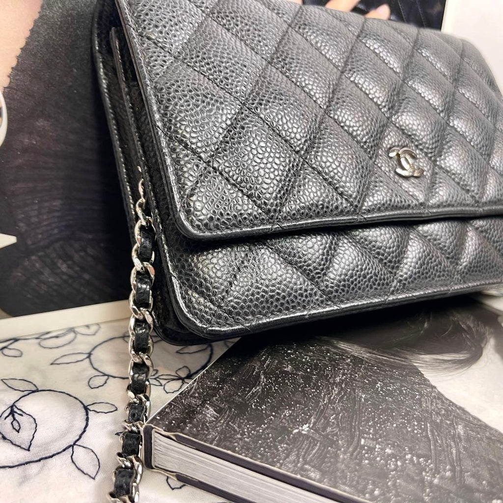Chanel Chain Wallet Quilted Caviar Leather Shoulder — view 4