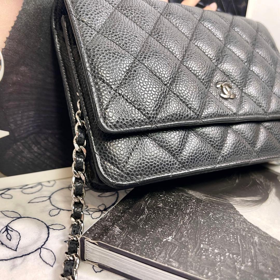 Chanel Chain Wallet Quilted Caviar Leather Shoulder — view 4