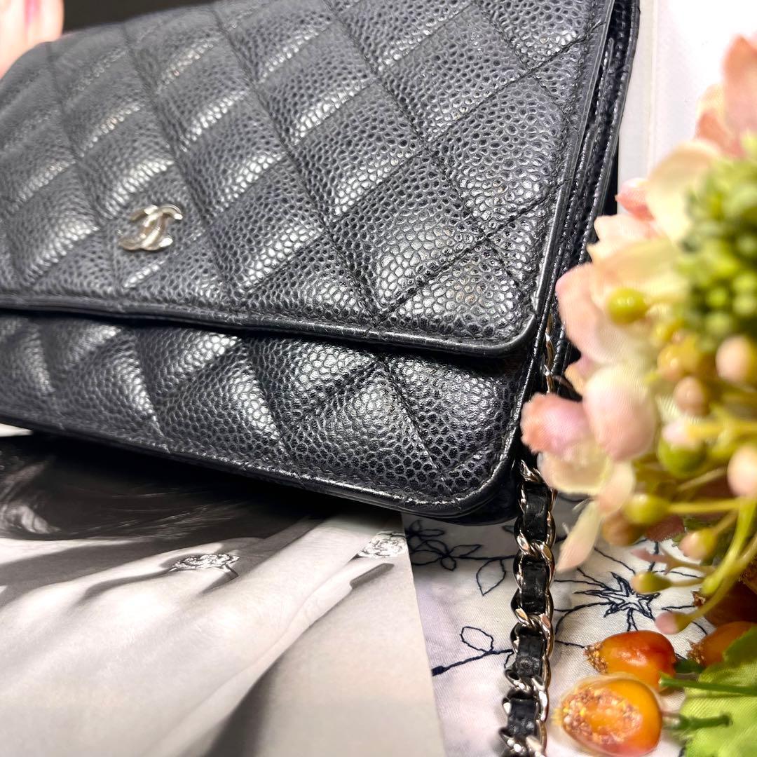 Chanel Chain Wallet Quilted Caviar Leather Shoulder — view 5