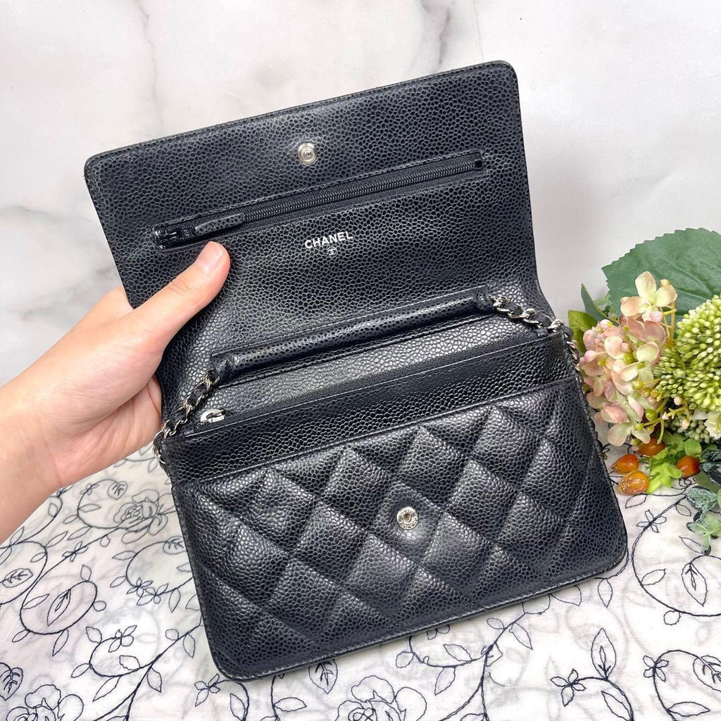 Chanel Chain Wallet Quilted Caviar Leather Shoulder — view 9