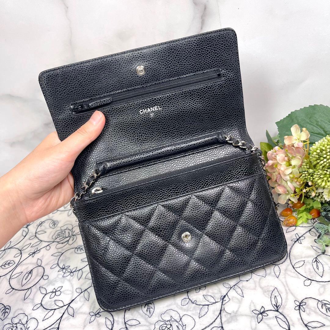 Chanel Chain Wallet Quilted Caviar Leather Shoulder — view 9