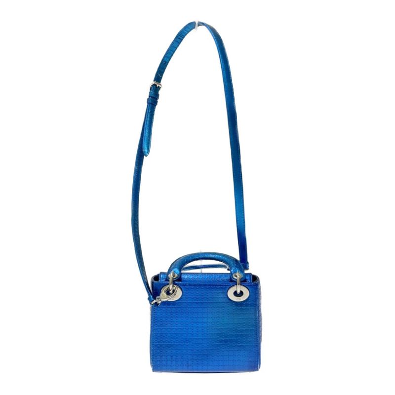 Dior Lady Metallic Shoulder Bag Blue — view 4