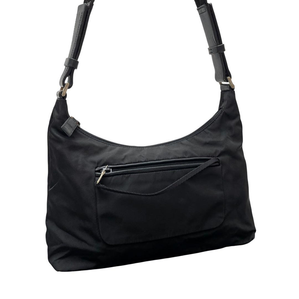 Prada Nylon x leather Shoulder Bag Triangle Plate Logo Black — view 3