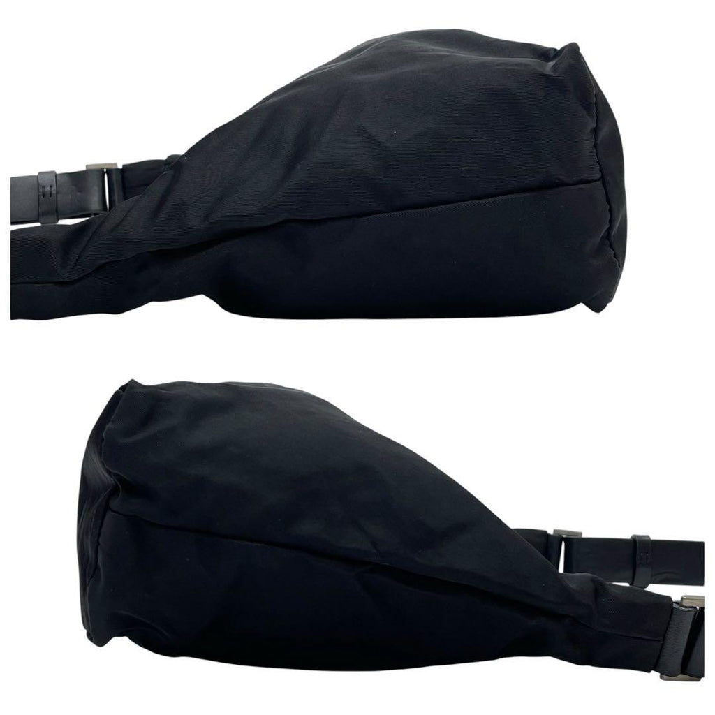 Prada Nylon x leather Shoulder Bag Triangle Plate Logo Black — view 4