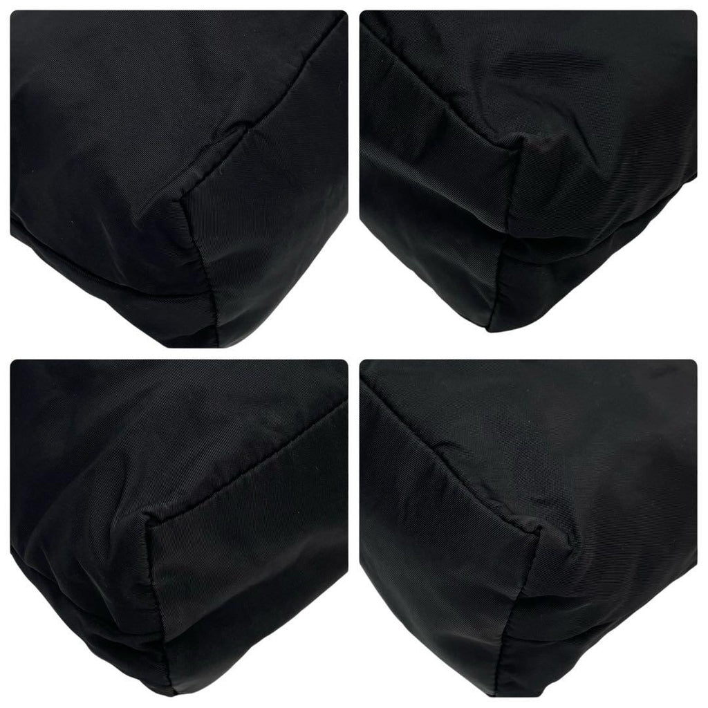 Prada Nylon x leather Shoulder Bag Triangle Plate Logo Black — view 6