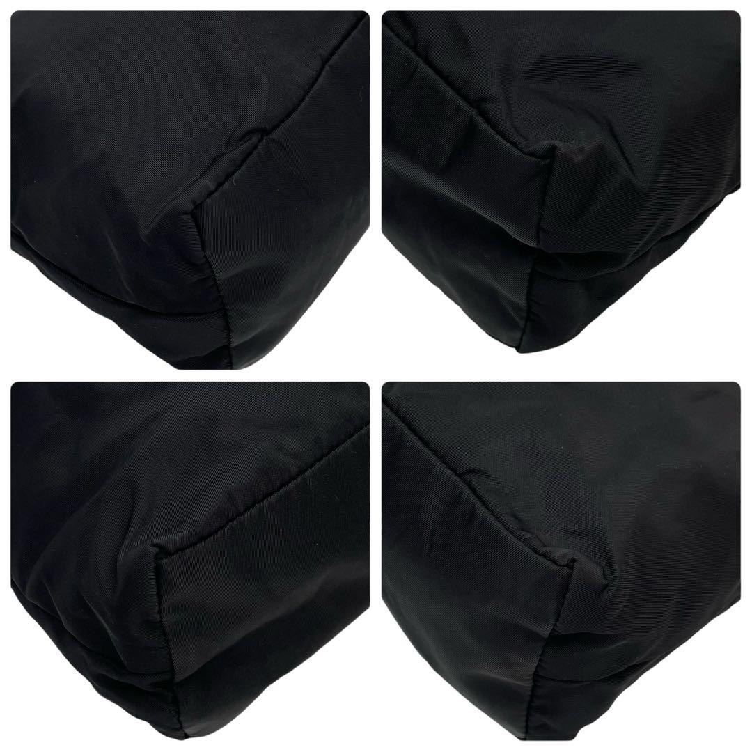 Prada Nylon x leather Shoulder Bag Triangle Plate Logo Black — view 6