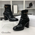 Dior D-town Leather Logo Short Boots Black