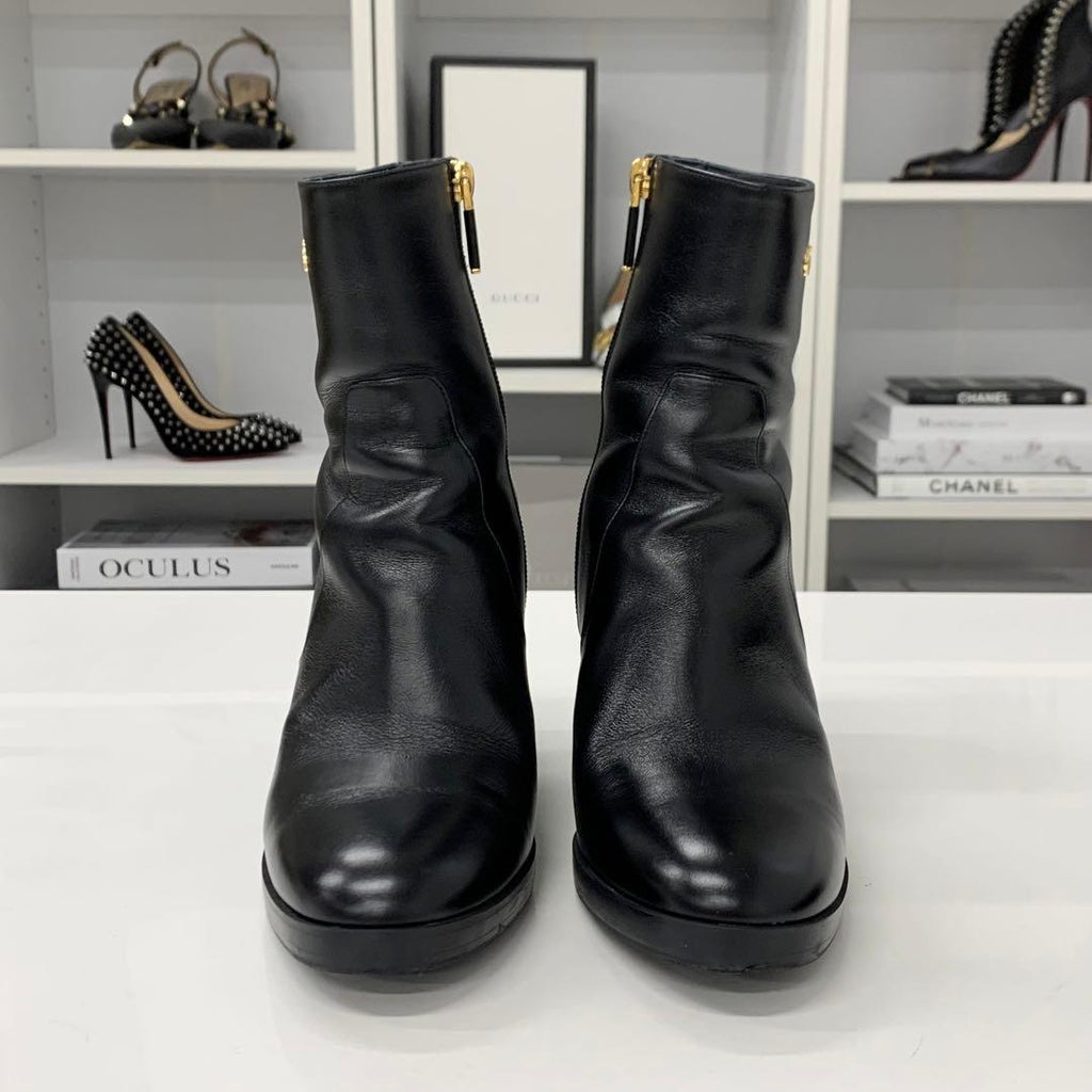 Dior D-town Leather Logo Short Boots Black — view 4