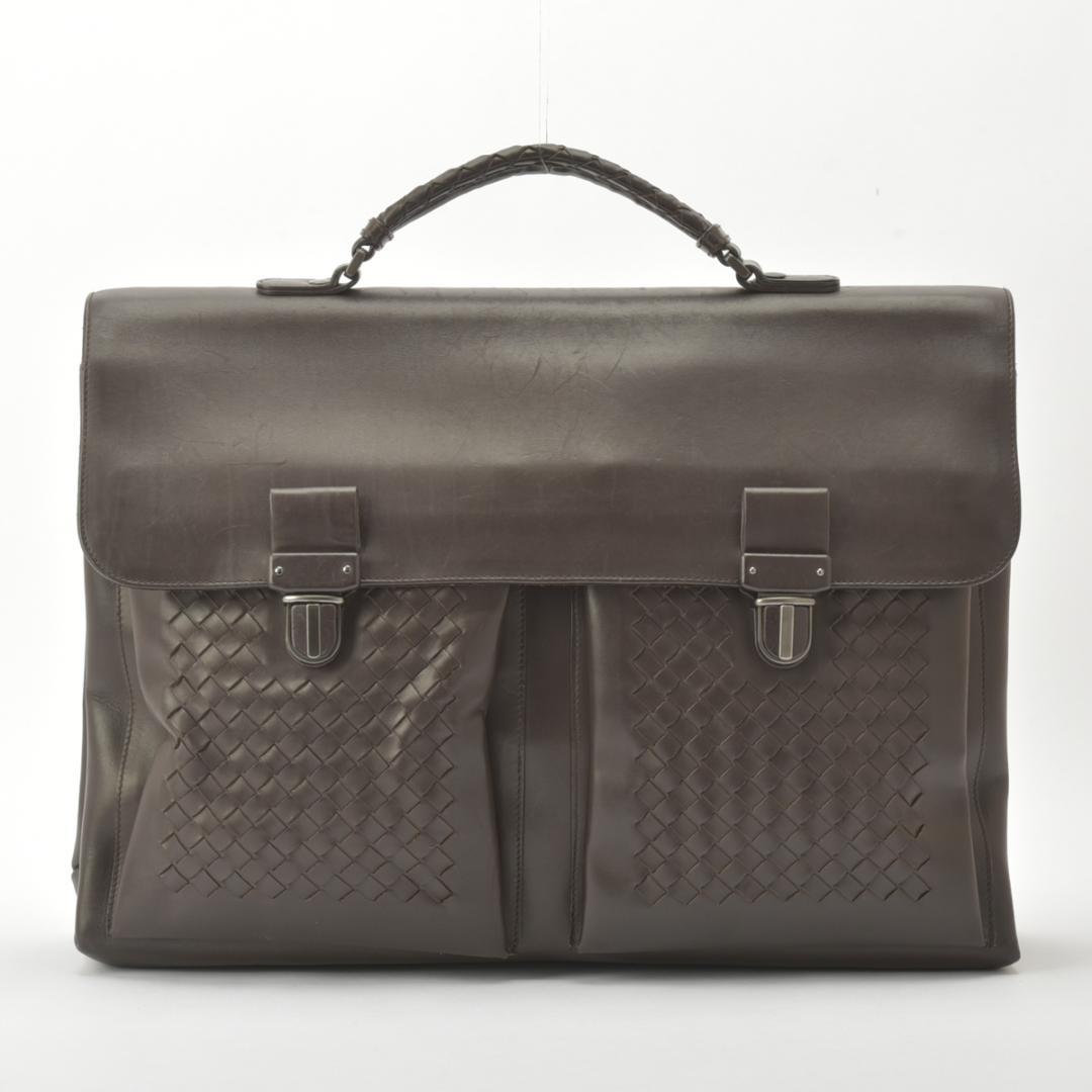 Bottega Veneta Business Bag Intrecciato Leather Dark Brown
