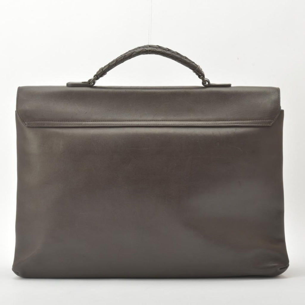 Bottega Veneta Business Bag Intrecciato Leather Dark Brown