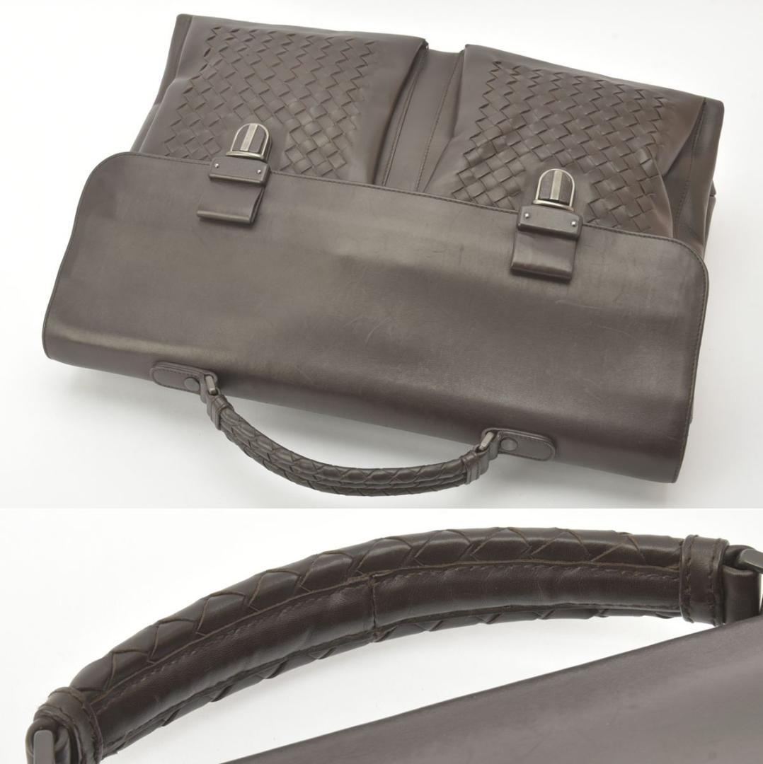 Bottega Veneta Business Bag Intrecciato Leather Dark Brown