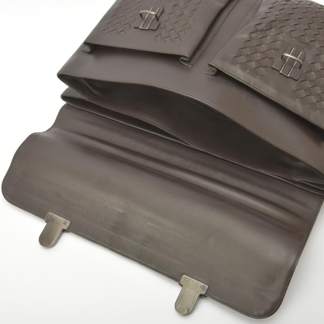 Bottega Veneta Business Bag Intrecciato Leather Dark Brown