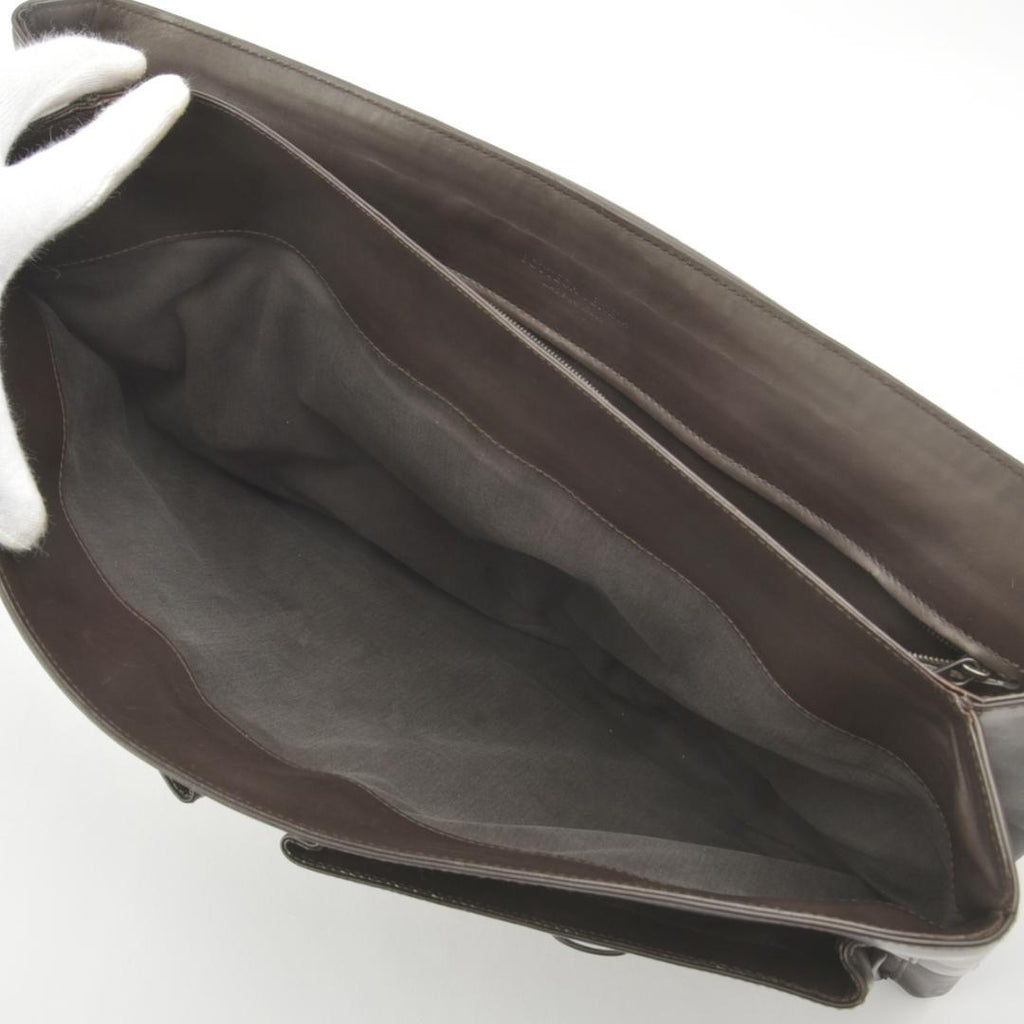 Bottega Veneta Business Bag Intrecciato Leather Dark Brown