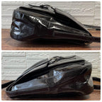 Prada Logo Patent Patent Leather Shoulder Bag Dark Brown