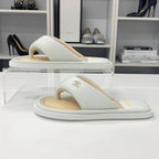 Chanel CC Logo Leather Thong Sandals White — view 3
