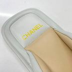 Chanel CC Logo Leather Thong Sandals White — view 7