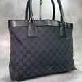 Gucci GG Tote Black Logo Leather Canvas