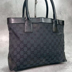 Gucci GG Tote Black Logo Leather Canvas