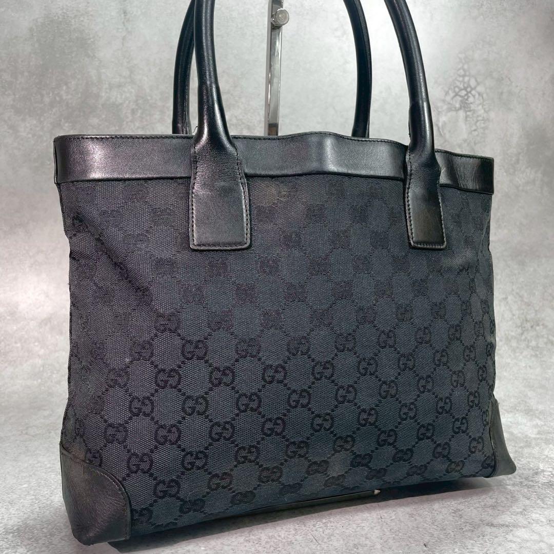 Gucci GG Tote Black Logo Leather Canvas