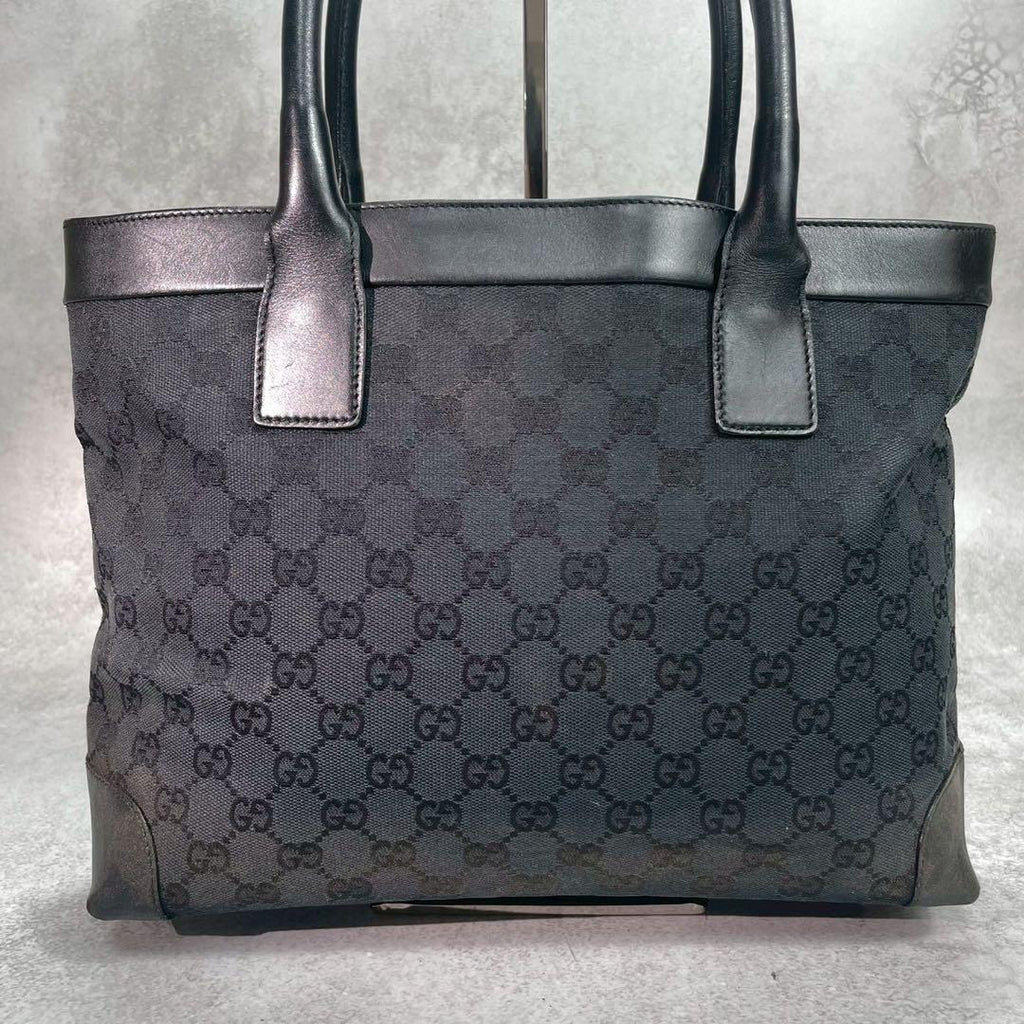 Gucci GG Tote Black Logo Leather Canvas — view 3