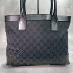 Gucci GG Tote Black Logo Leather Canvas — view 3