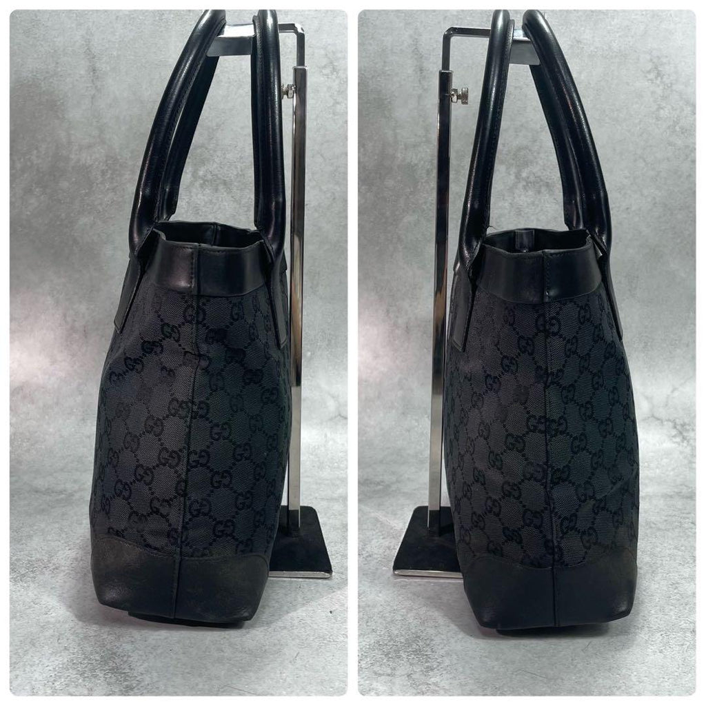 Gucci GG Tote Black Logo Leather Canvas — view 7