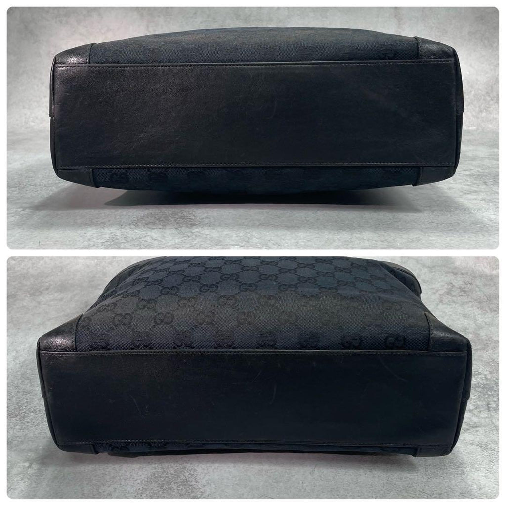 Gucci GG Tote Black Logo Leather Canvas — view 8