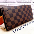 Louis Vuitton Rose Velours Zippy Wallet Damier