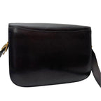 Celine Leather Carriage Logo Gold Shoulder Bag Dark Brown — view 2