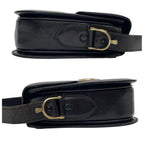 Celine Leather Carriage Logo Gold Shoulder Bag Dark Brown — view 4