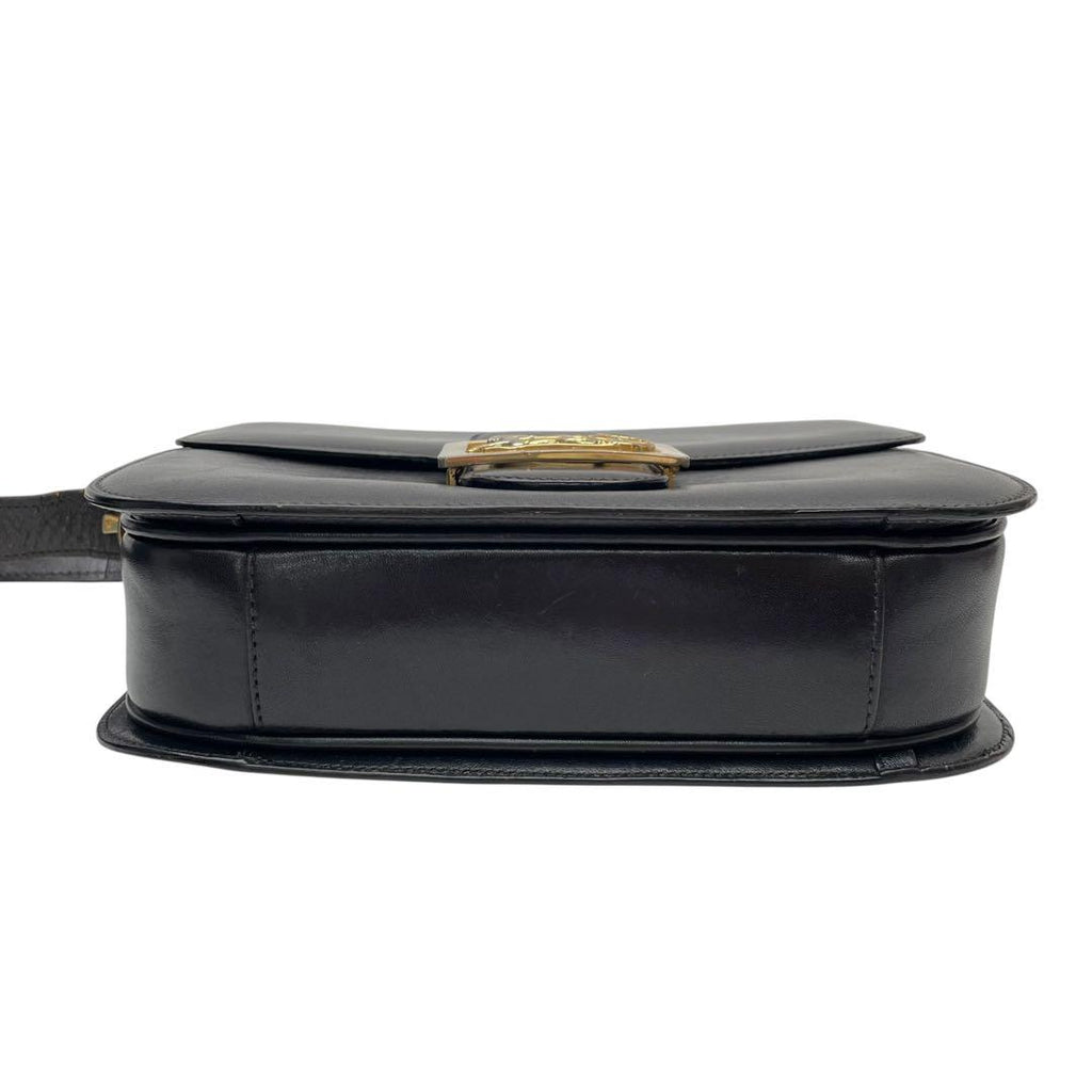 Celine Leather Carriage Logo Gold Shoulder Bag Dark Brown — view 5