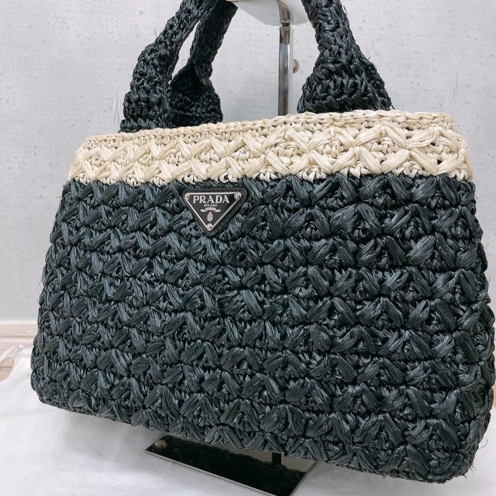 Prada Raffia Croquette Canapa Tote Bag