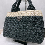 Prada Raffia Croquette Canapa Tote Bag