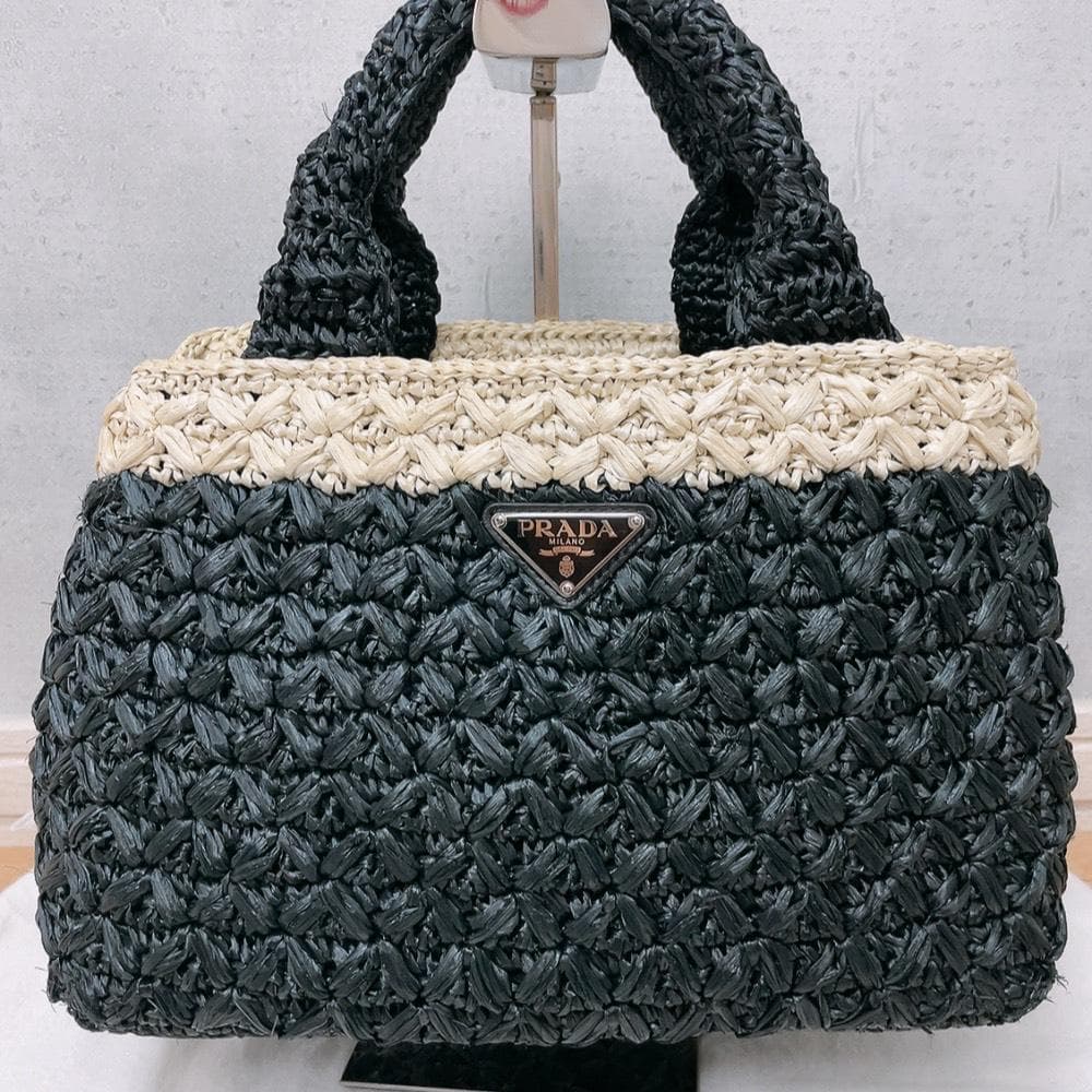 Prada Raffia Croquette Canapa Tote Bag — view 2