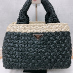 Prada Raffia Croquette Canapa Tote Bag — view 2