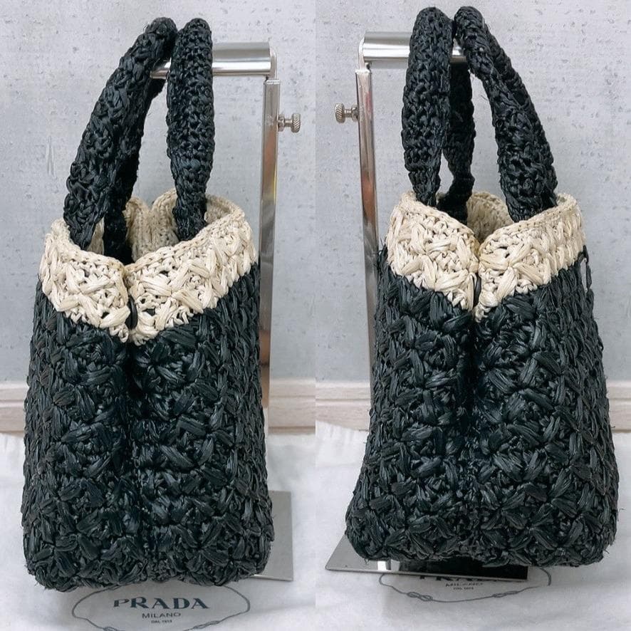 Prada Raffia Croquette Canapa Tote Bag — view 4