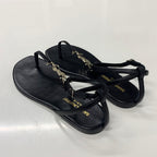 Saint Laurent Cassandra Leather YSL Strap Thong Sandals — view 4