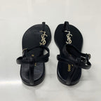 Saint Laurent Cassandra Leather YSL Strap Thong Sandals — view 5