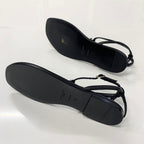 Saint Laurent Cassandra Leather YSL Strap Thong Sandals — view 6