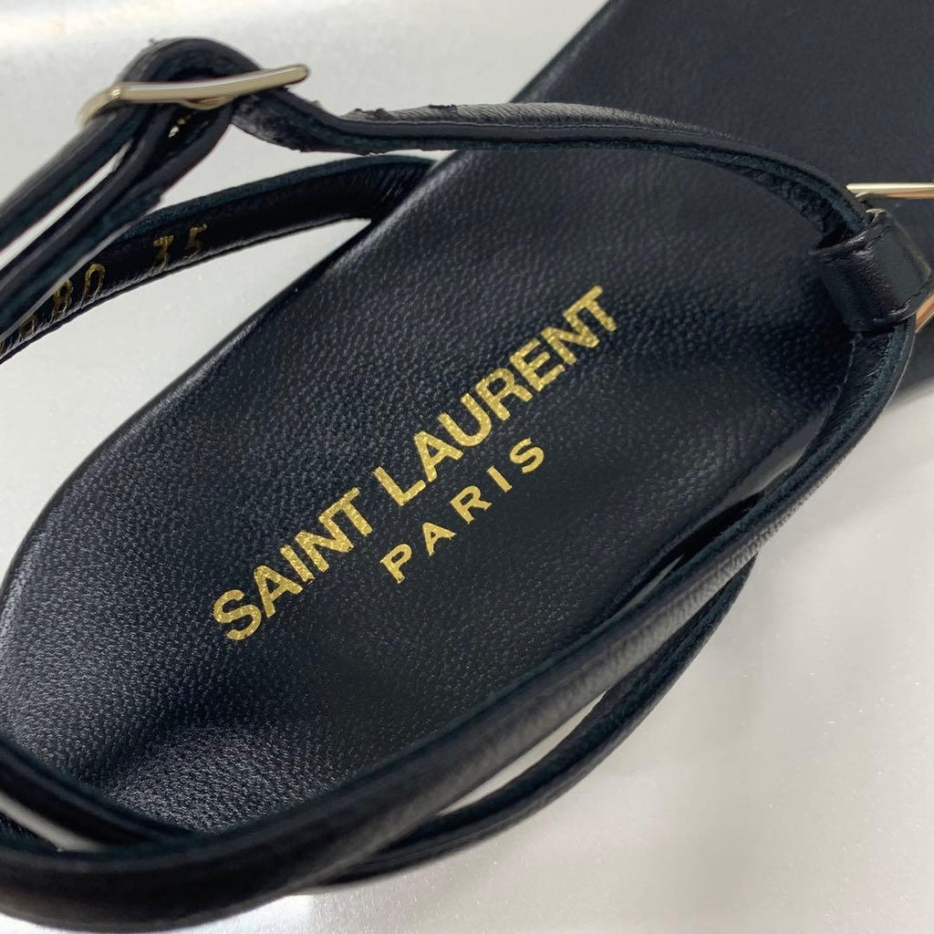 Saint Laurent Cassandra Leather YSL Strap Thong Sandals — view 7