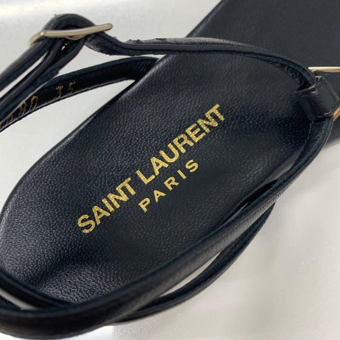 Saint Laurent Cassandra Leather YSL Strap Thong Sandals — view 7