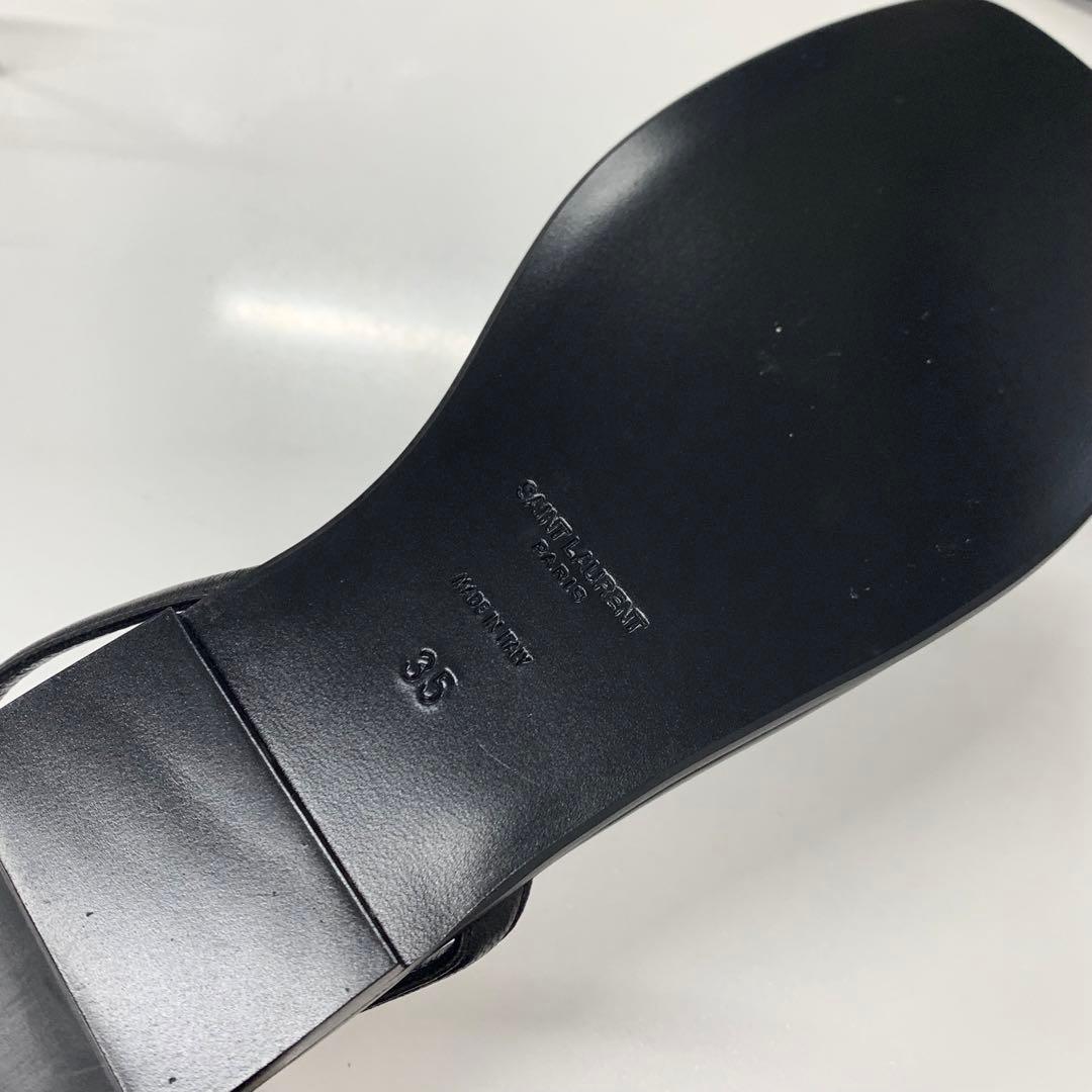 Saint Laurent Cassandra Leather YSL Strap Thong Sandals — view 8