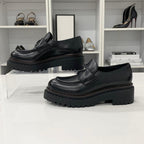 Prada Double Chocolate Triangle Logo Leather Loafers Black — view 2