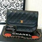 Chanel Quilted Chain Shoulder Lambskin Double Flap Black