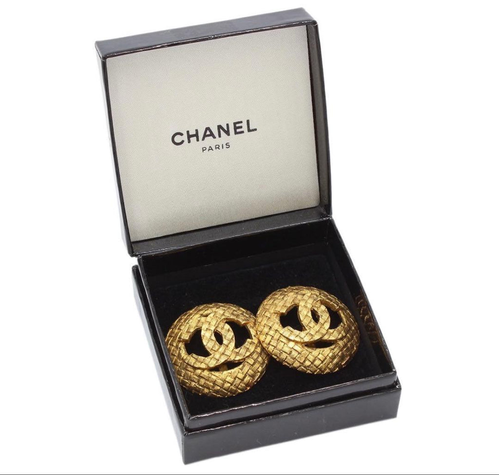 Chanel CC Logo Round Earrings
