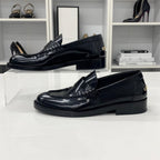 Chanel Logo Leather Loafers Black — view 3